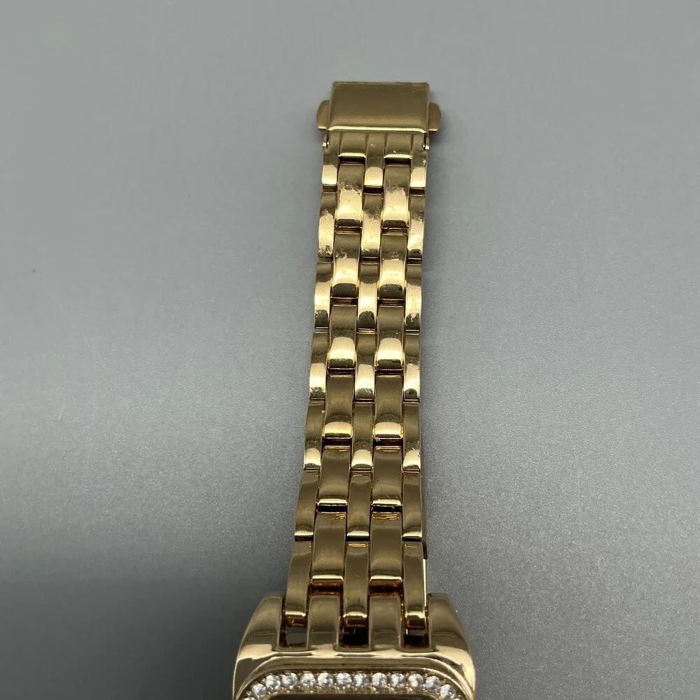 Peugeot Womens Watch 24mm White Dial Gold Tone Crystals Bracelet New Battery 6
